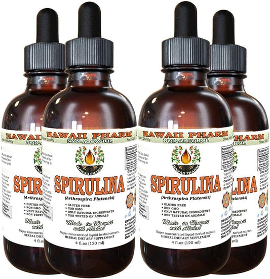 Organic Spirulina Alcohol-Free Liquid Extract, USA-Made Natural Herbal Supplement - 16 fl.oz by Hawaii Pharm