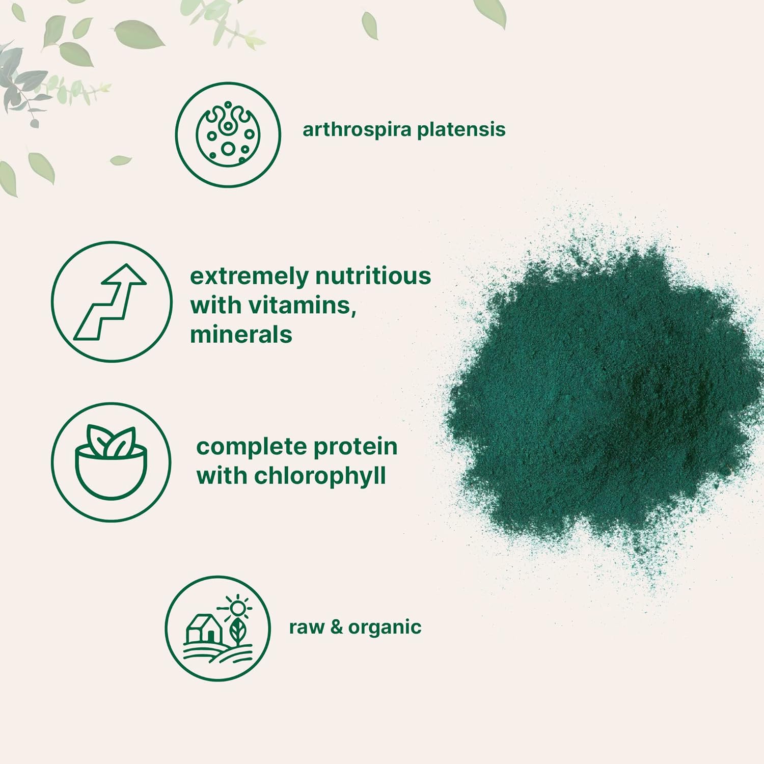 Organic Spirulina & Barley Grass Powder Bundle - Raw Superfoods, Rich in Protein, Fibers, Minerals, Vitamins - 2 Pack, 1lb & 16oz