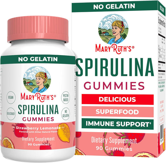 Organic Spirulina Gummies by MaryRuth Organics - Superfood Gummies for Ages 14+ - Vegan & Non-GMO - 90 Count