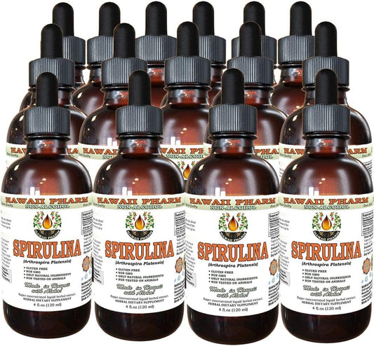 Organic Spirulina Liquid Extract: Alcohol-Free Glycerite Supplement - 60 fl.oz - Hawaii Pharm USA