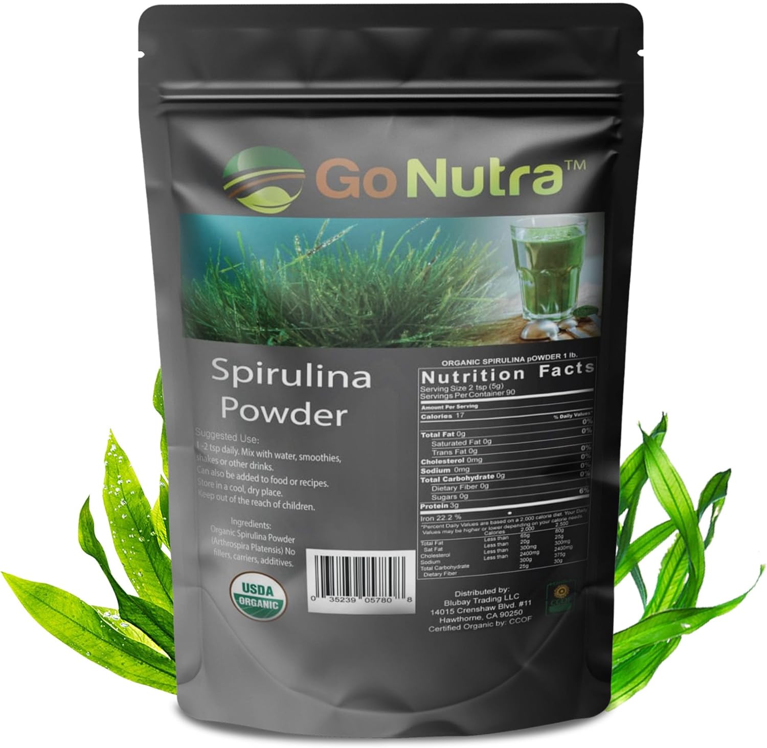 Organic Spirulina Powder - Non GMO Superfood Rich in Antioxidants, Minerals, Fiber & Protein - Vegan-Friendly - 1 lb.