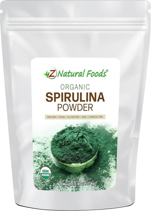 Organic Spirulina Powder - Pure Blue-Green Algae Superfood with Amino Acids, High Beta-Carotene Content - 5 lbs