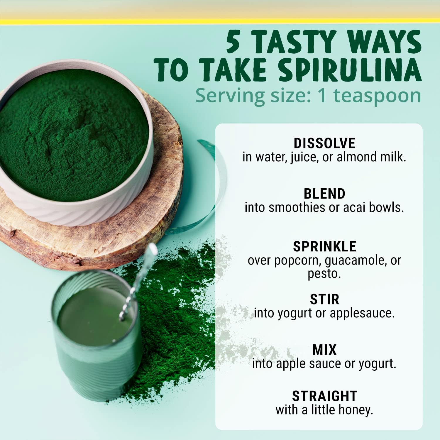 Organic Spirulina Powder 0.5 lb - Non-Irradiated & Microcystin Free - Pure Vegan Green Protein - Superior to Chlorella & Blue Algae