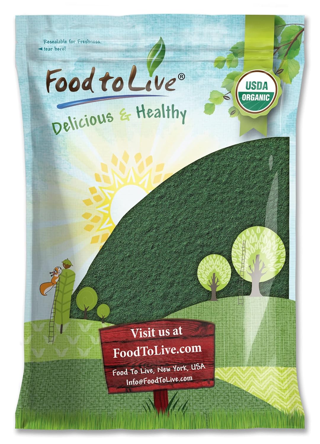 Organic Spirulina Powder 8lbs - Non-GMO Raw Blue-Green Algae Superfood for Drinks - Vegan Green Protein, Kosher & Non-Irradiated