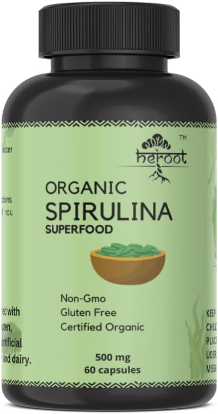 Organic Spirulina Protein Powder Capsules - Energy-Boosting Vitamins & Minerals - Vegetarian & Gluten-Free Superfood for Health (120 Caps)
