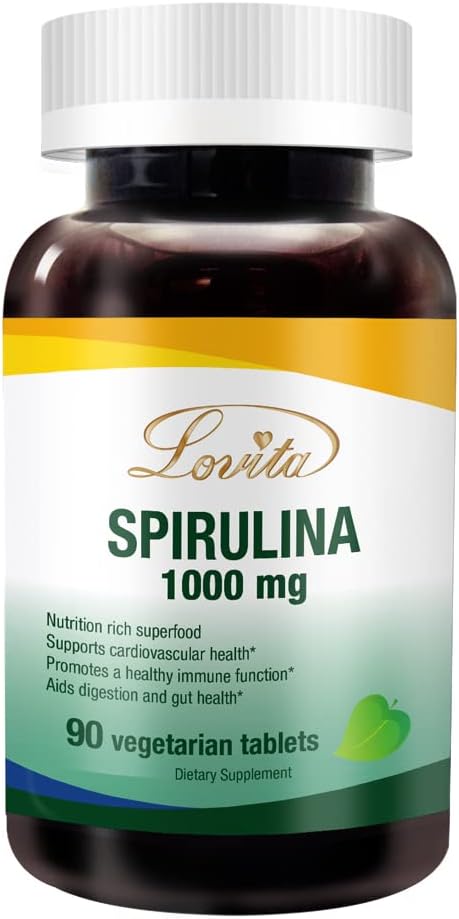 Organic Spirulina Tablets 1000mg - Vegan Superfood Multivitamin, Non-Irradiated, 90 Vegetarian Tablets