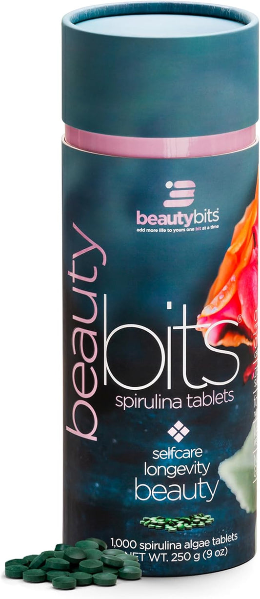 Organic Spirulina Tablets for Hair, Nails, and Skin - Algae Superfood with Collagen, Protein, and Chlorophyll - Vegan, Keto, Gluten Free - 1000 Tablet Can - BoostGo Australia