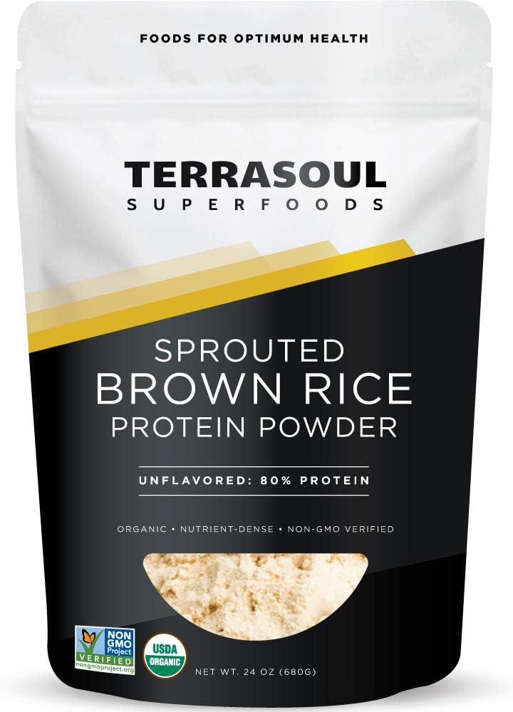 Organic Sprouted Brown Rice Protein Powder by Terrasoul Superfoods - 1.5 Pounds