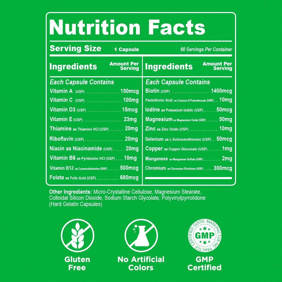 Organic Stemox Forever Flare 775MG Vitamin C Multivitamin Capsules for Men and Women - Non-GMO, 60 Count