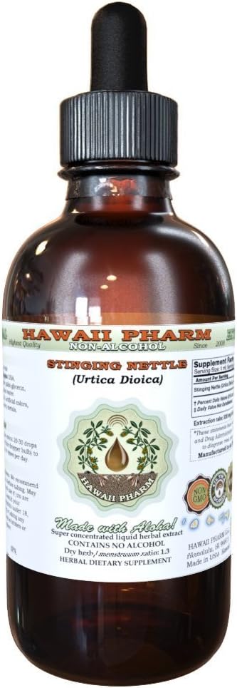 Organic Stinging Nettle Alcohol-Free Glycerite Extract - 2 fl.oz - Herbal Supplement - Hawaii Pharm USA