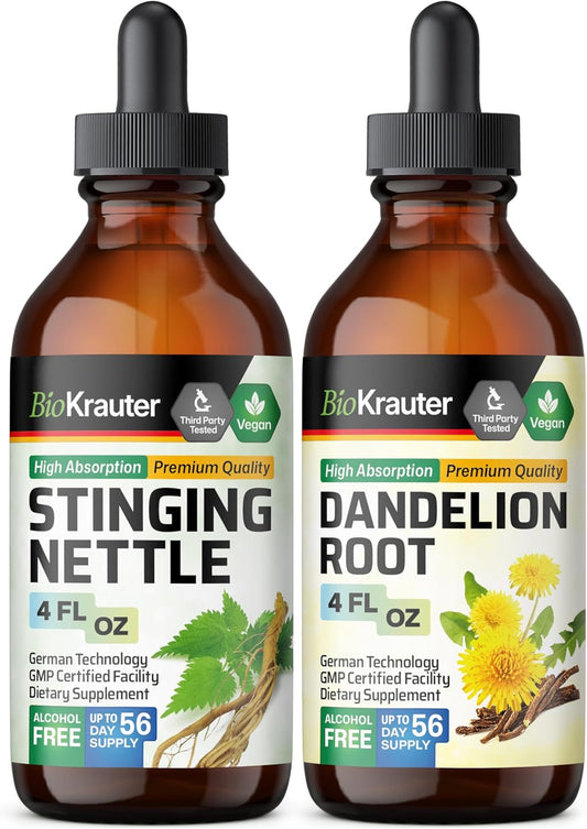 Organic Stinging Nettle and Dandelion Tincture Bundle - 4 Fl. Oz. Each