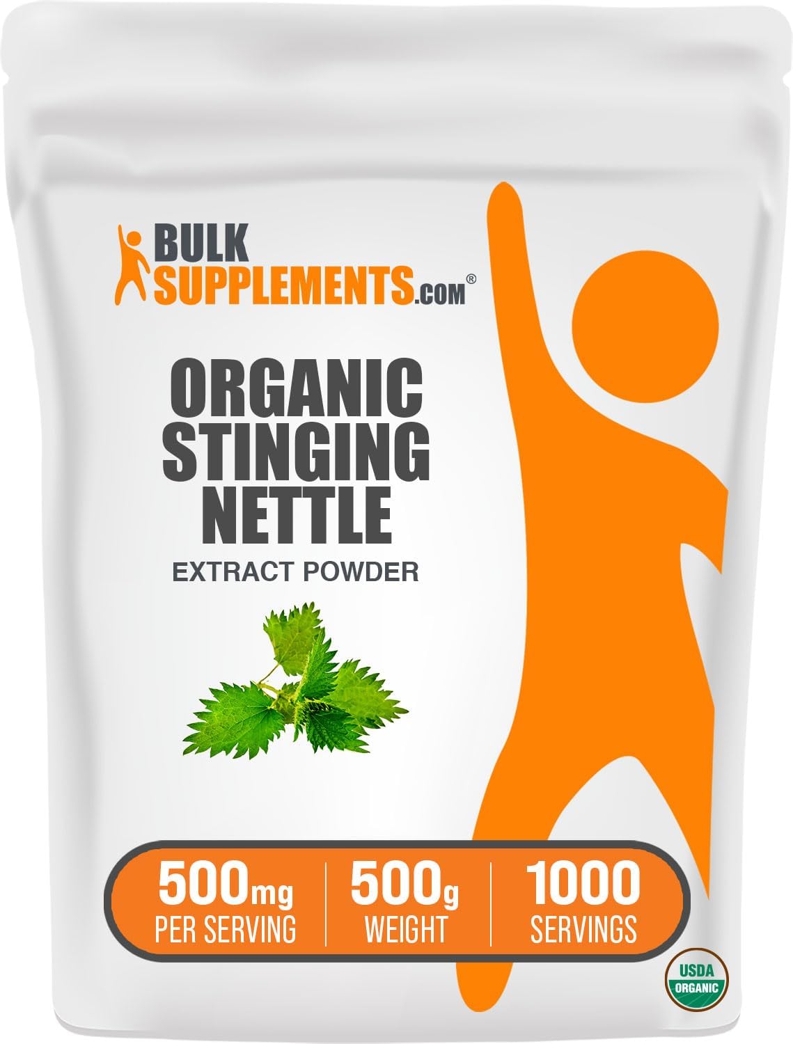 Organic Stinging Nettle Extract Capsules - Vegan, Gluten-Free Nettle Supplement - 500mg per Serving, 500g (1.1 lbs) - BulkSupplements