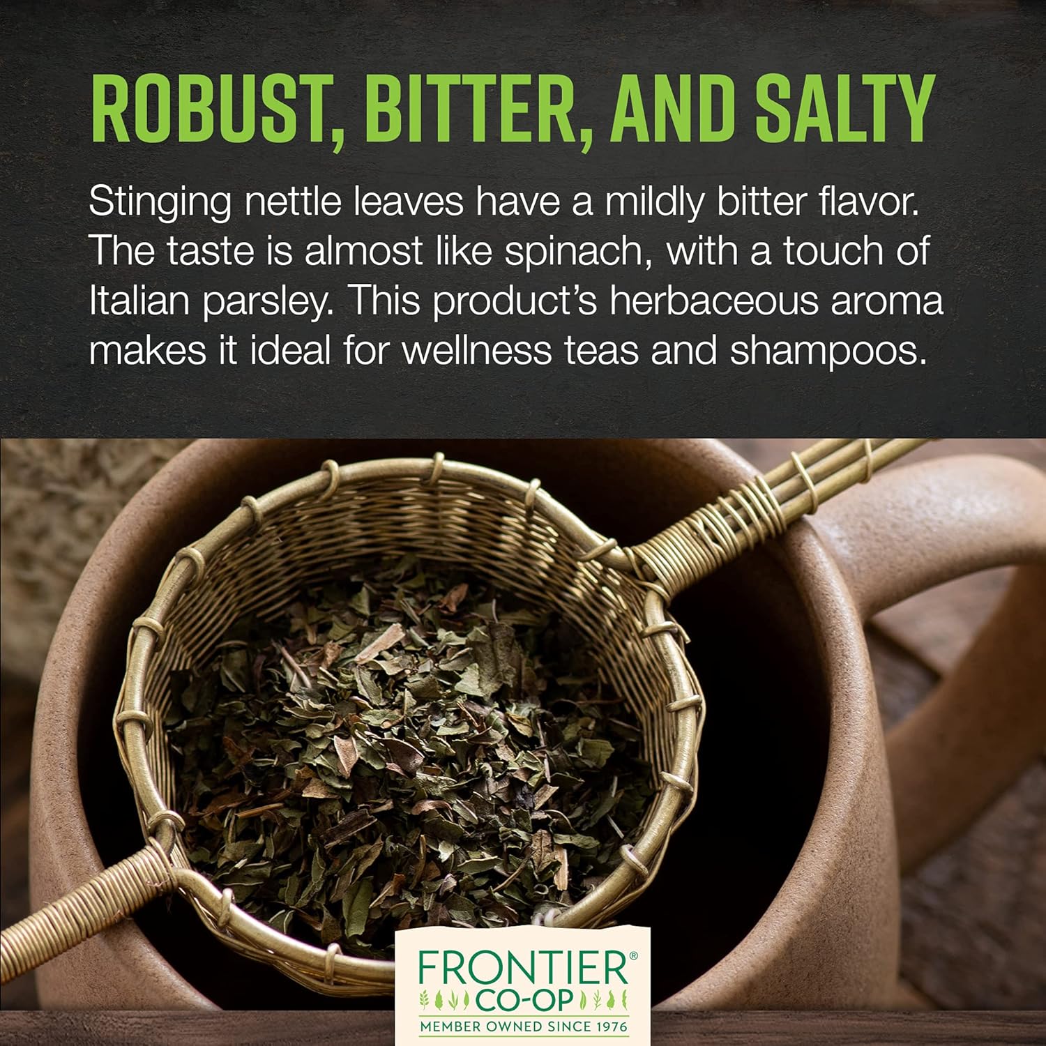 Organic Stinging Nettle Leaf 1lb Bulk Bag - Cut & Sifted for Nettle Tea, Kosher Certified
