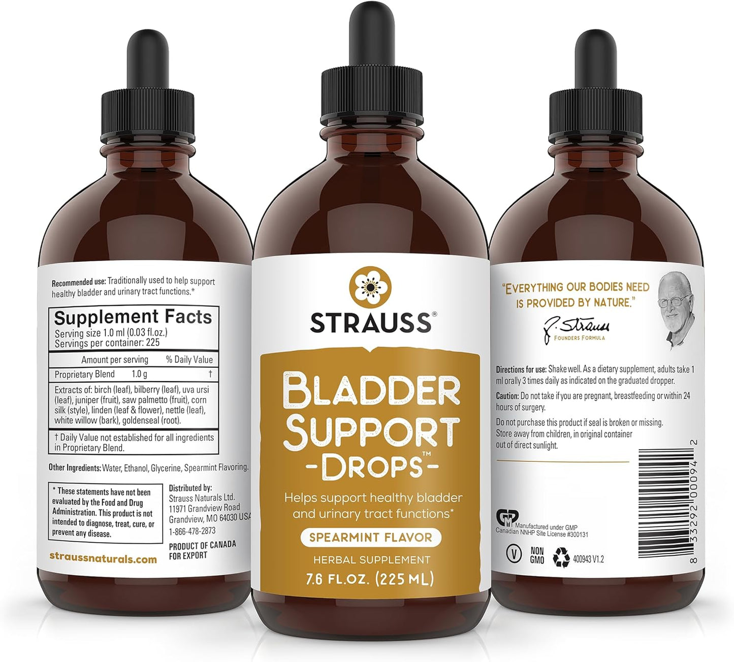 Organic Strauss Naturals Heartdrops for Urinary Health, Gluten-Free, Soy-Free, Non-GMO - 7.6 fl oz