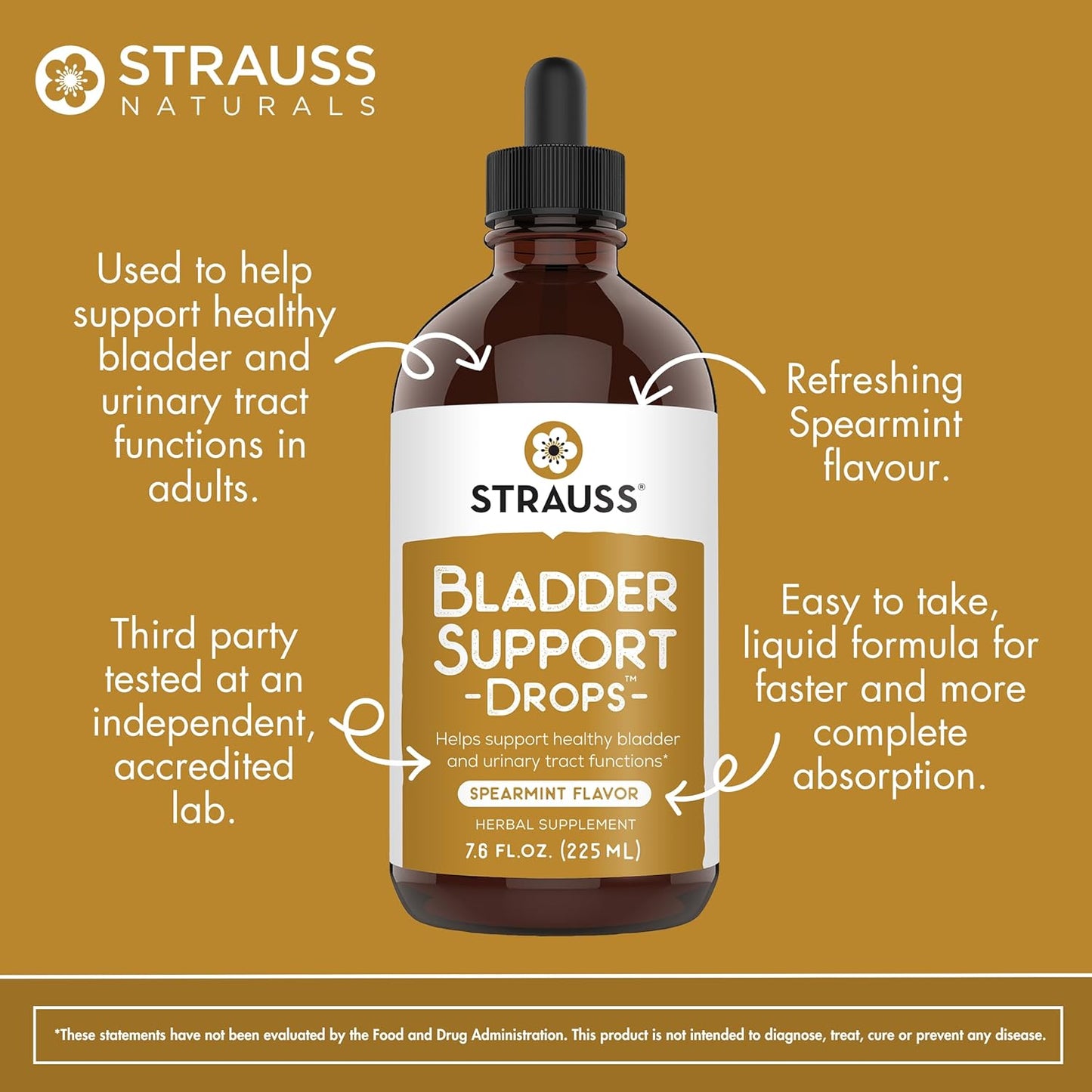 Organic Strauss Naturals Heartdrops for Urinary Health, Gluten-Free, Soy-Free, Non-GMO - 7.6 fl oz