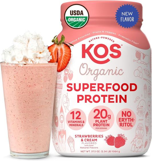 Organic Strawberries & Cream Plant Based Protein Powder - 28 Servings