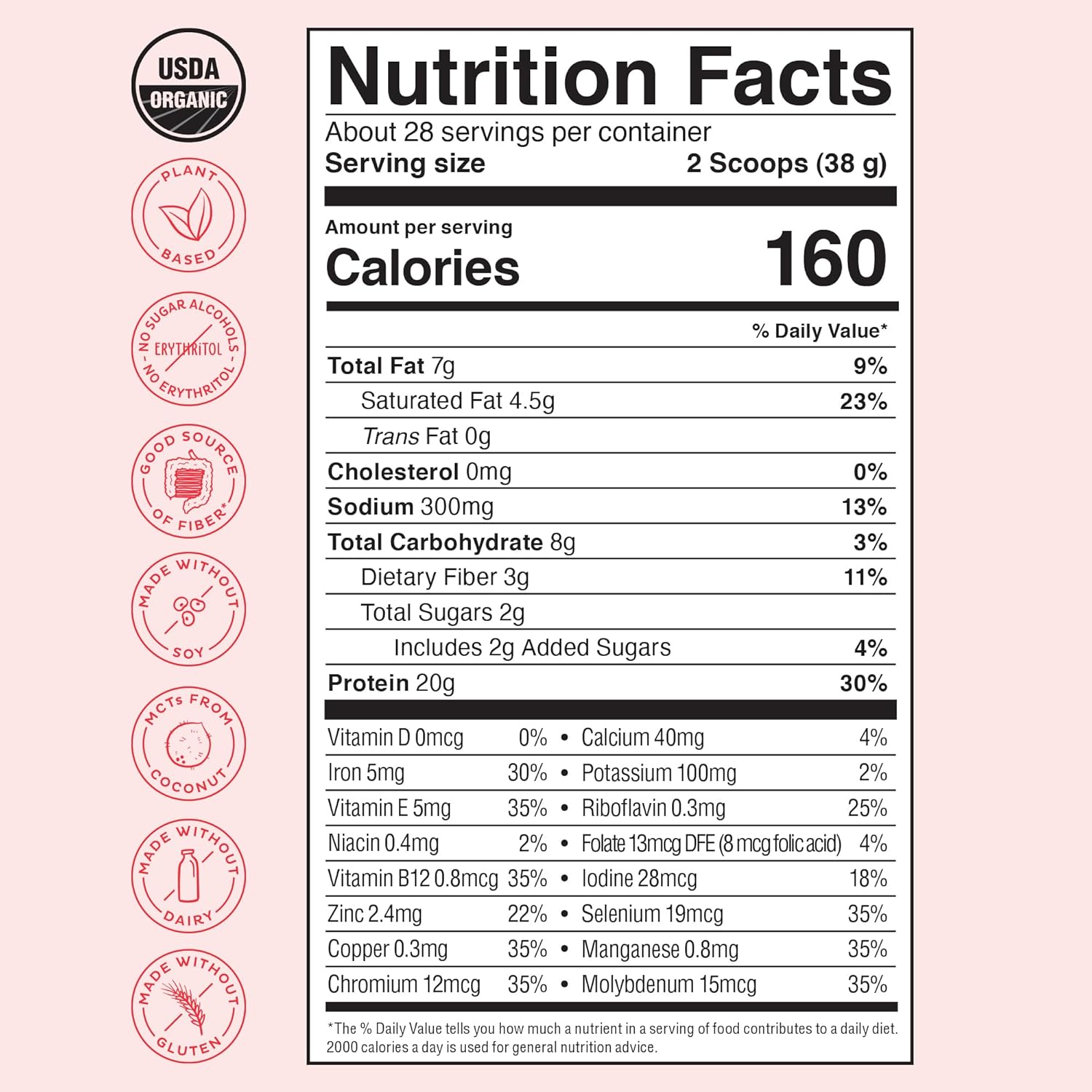 Organic Strawberries & Cream Plant Based Protein Powder - 28 Servings