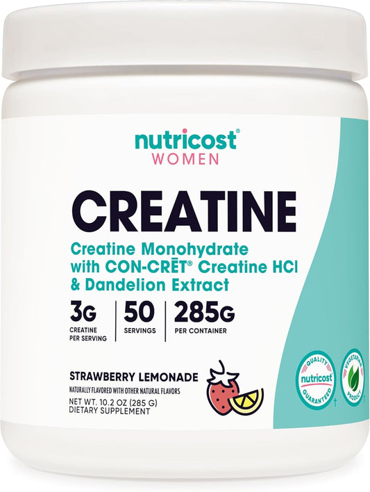 Organic Strawberry Lemonade Creatine Monohydrate Powder for Women - 50 Servings, Vegetarian Formula, Non-GMO & Gluten-Free