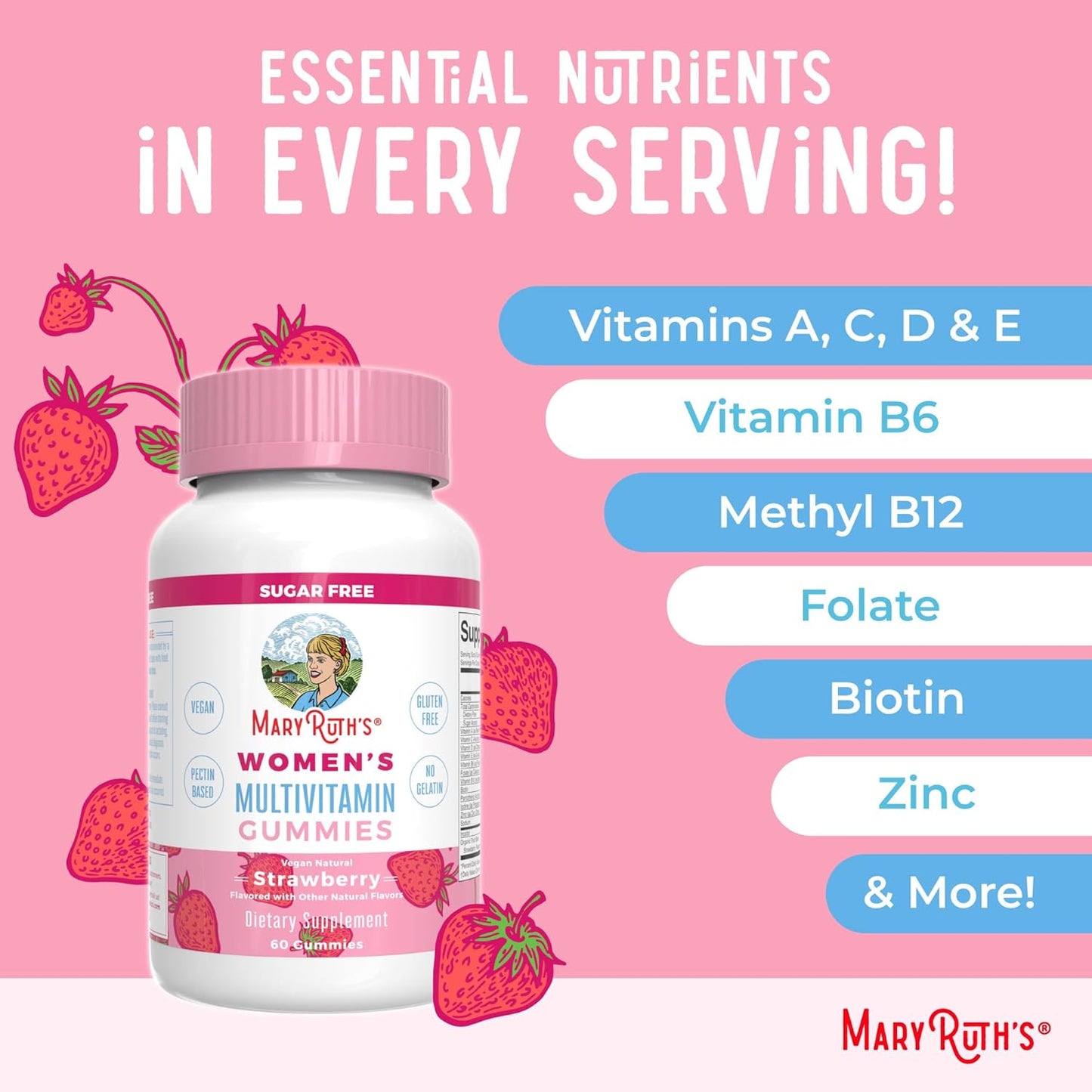 Organic Strawberry Prenatal Postnatal Multivitamin Gummies for Women - USDA Certified, Vegan, Gelatin-Free - Supports Breastfeeding, Beauty, & Immunity
