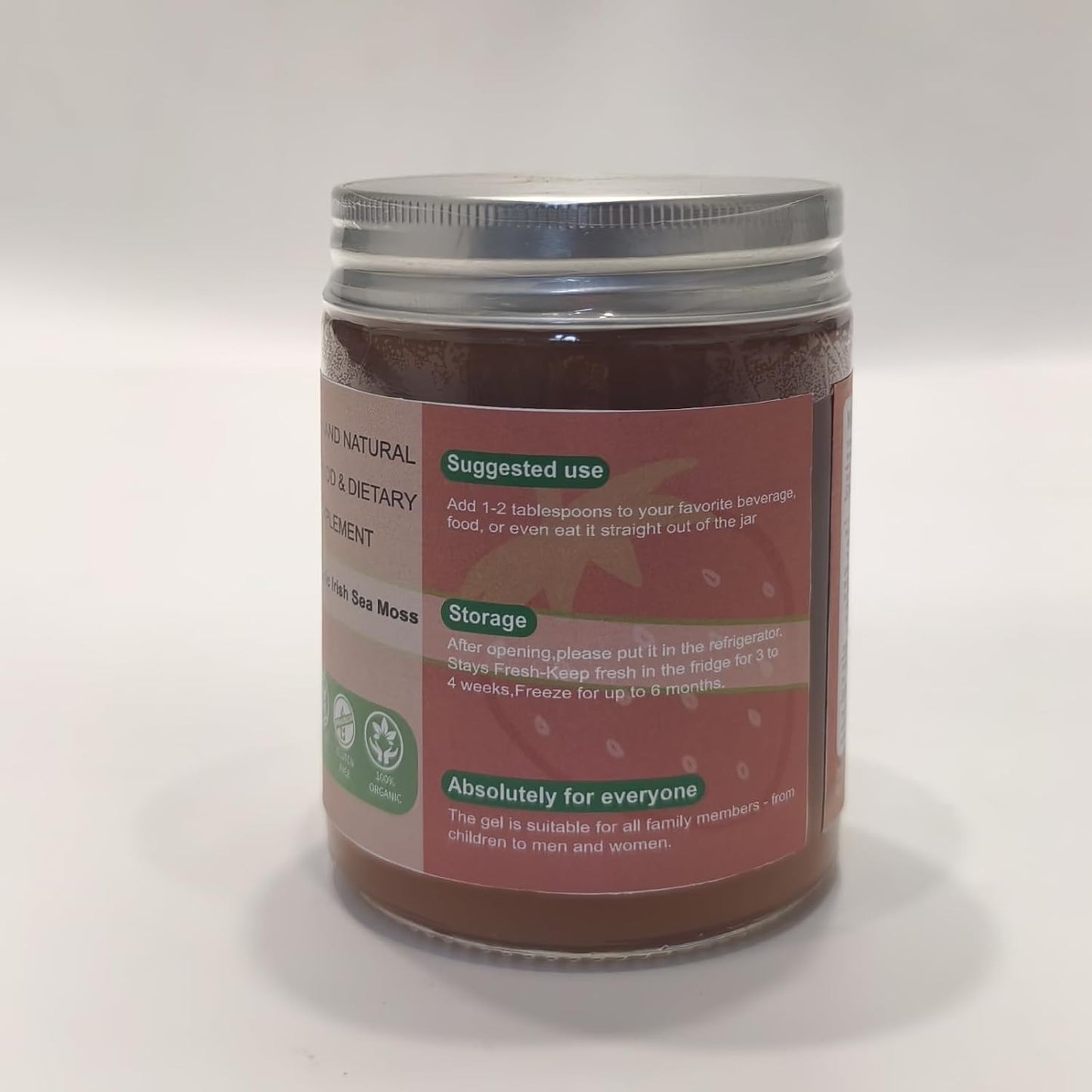 Organic Strawberry Sea Moss Gel - 10oz, 92 Vitamins & Minerals Supplement