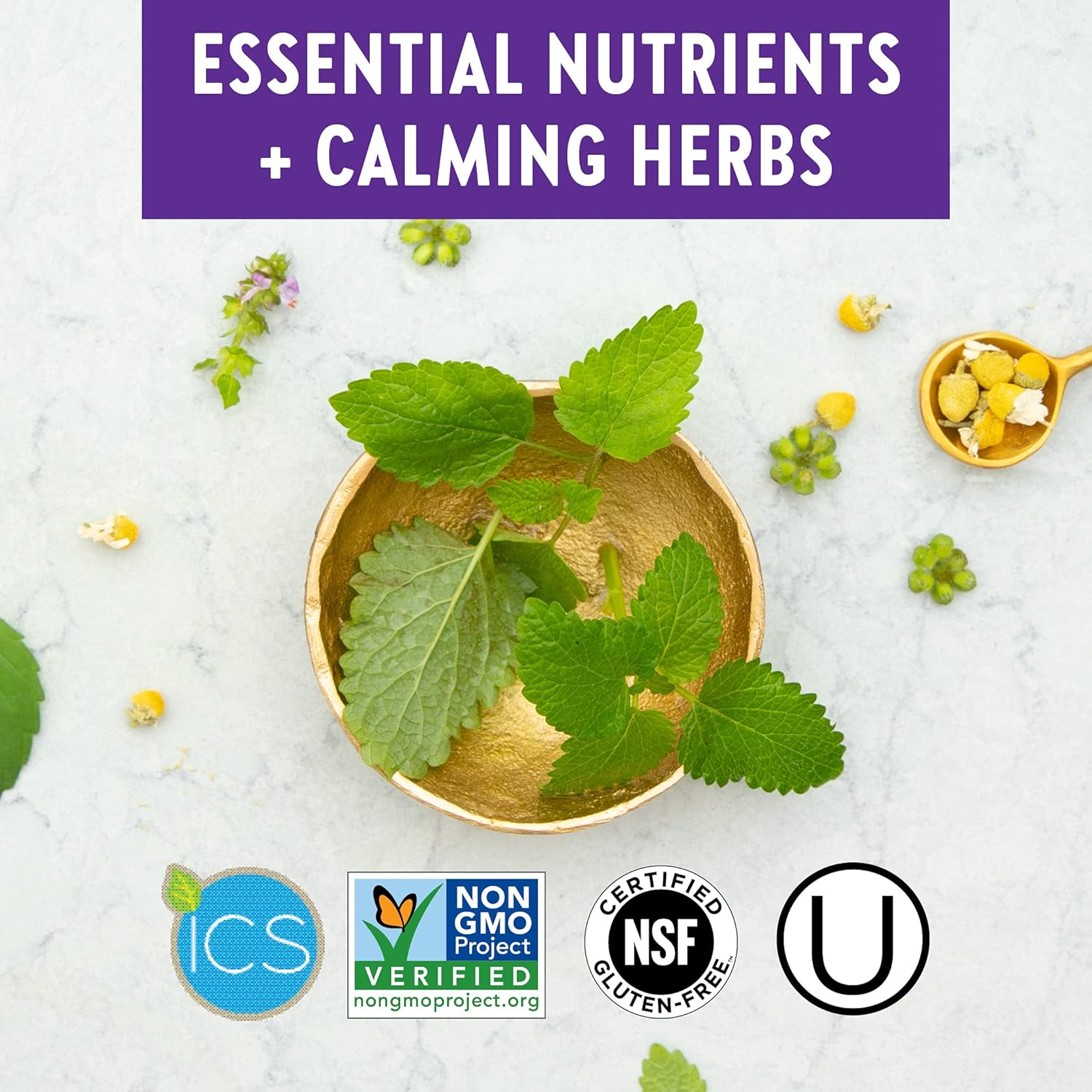 Organic Stress & Mood Support Multivitamin with B Vitamins - New Chapter Calming Supplement with Holy Basil & Lemon Balm, 72 Count