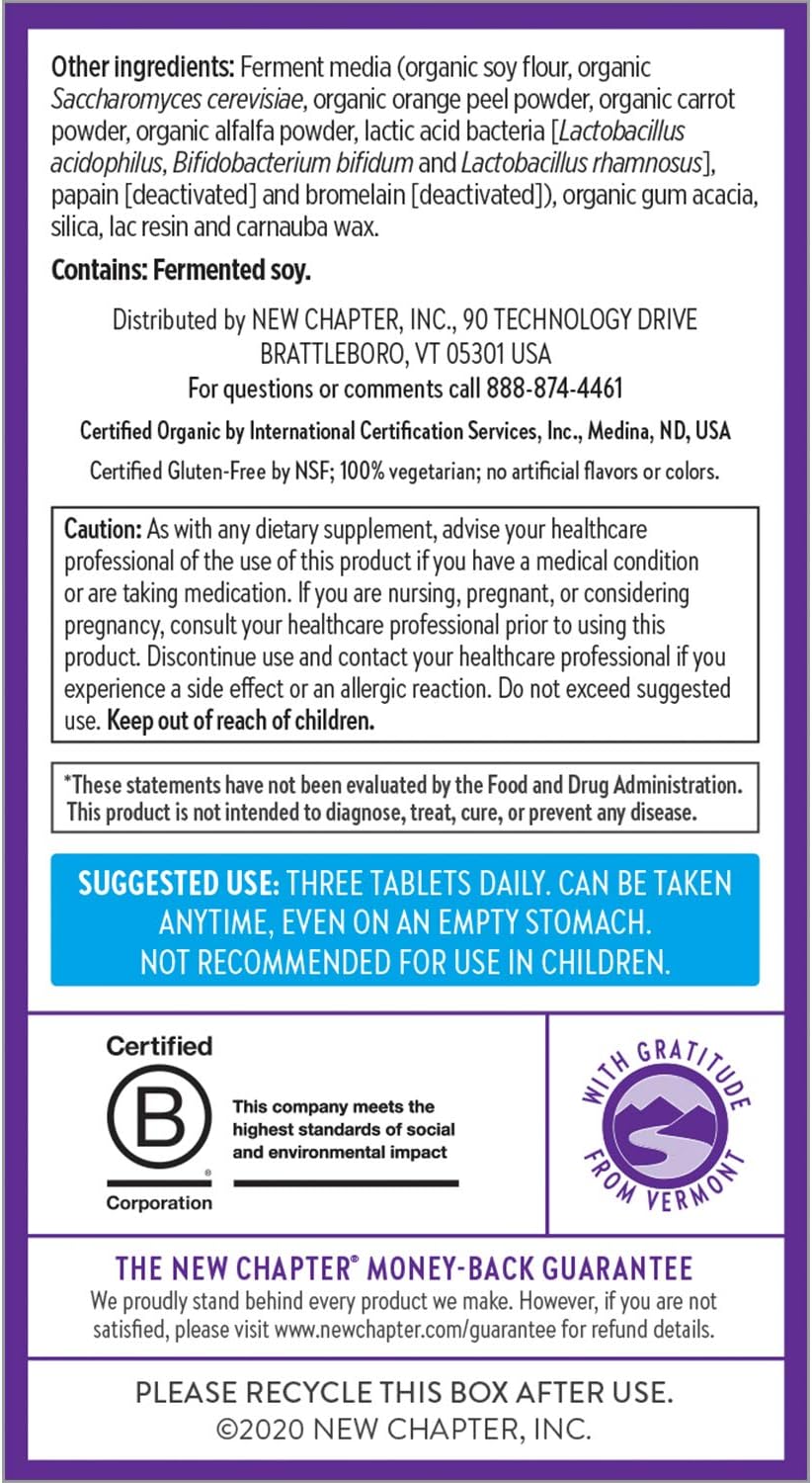 Organic Stress & Mood Support Multivitamin with B Vitamins - New Chapter Calming Supplement with Holy Basil & Lemon Balm, 72 Count