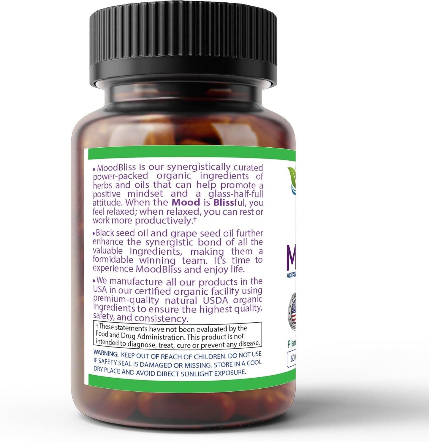 Organic Stress Relief Supplement with St John’s Wort & Ashwagandha - Calm Mind & Body Blend - 60 Capsules