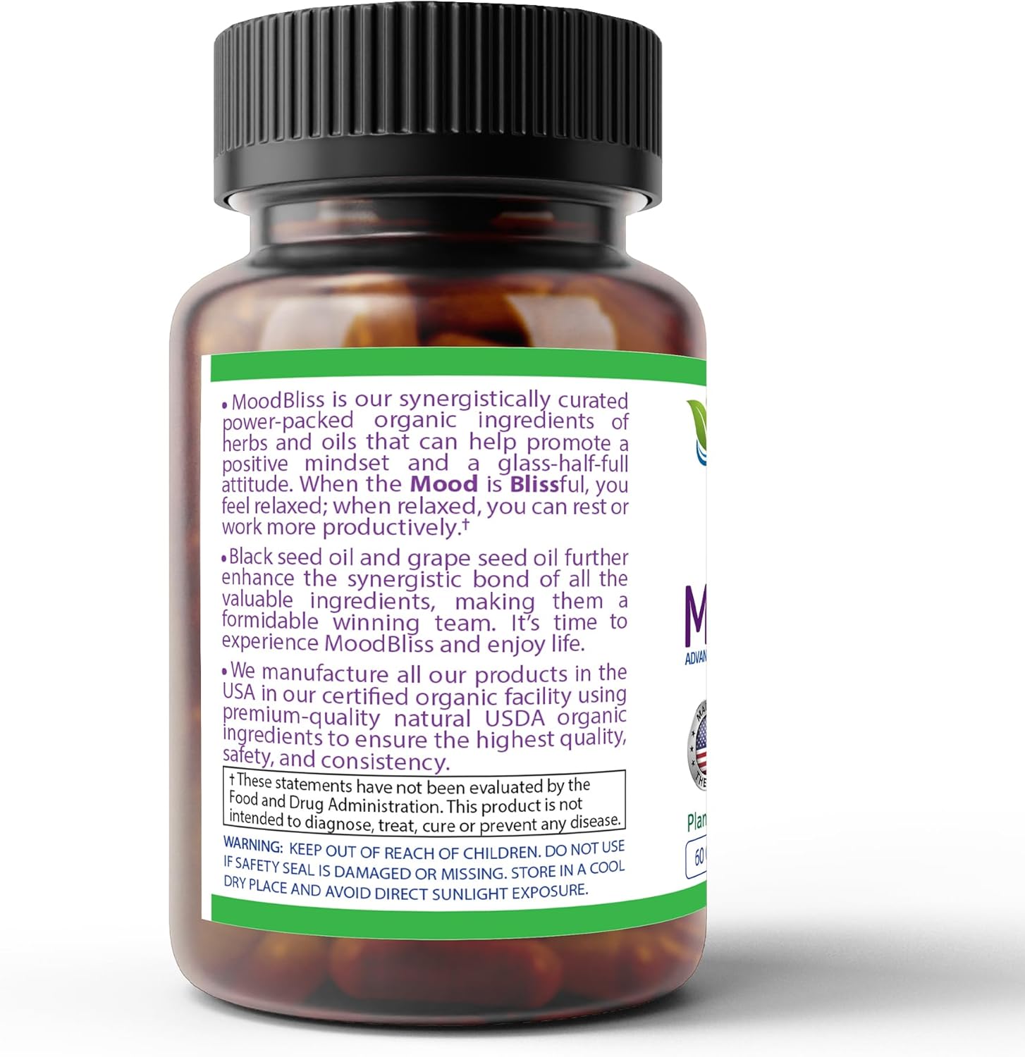 Organic Stress Relief Supplement with St John’s Wort & Ashwagandha - Calm Mind & Body Blend - 60 Capsules