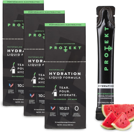 Organic Sugar-Free Electrolyte Drink Packets for Fast Hydration | Watermelon Flavor | Convenient On-the-Go Liquid Hydration | 30 Pack