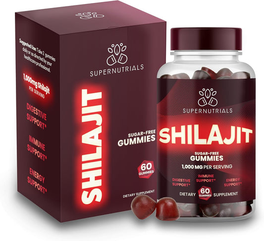 Organic Sugar-Free Himalayan Shilajit Gummies for Energy & Immune Support - 1000mg Pure Extract - Non-GMO Vegan Formula for Men & Women