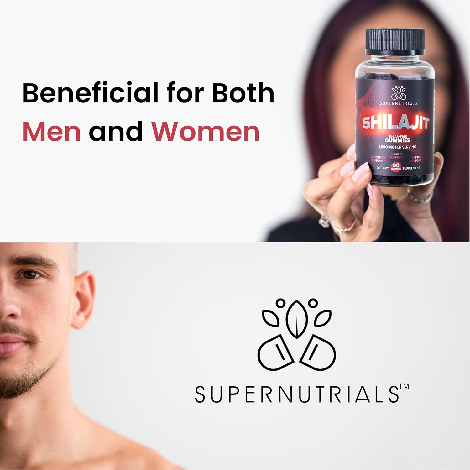 Organic Sugar-Free Himalayan Shilajit Gummies for Energy & Immune Support - 1000mg Pure Extract - Non-GMO Vegan Formula for Men & Women