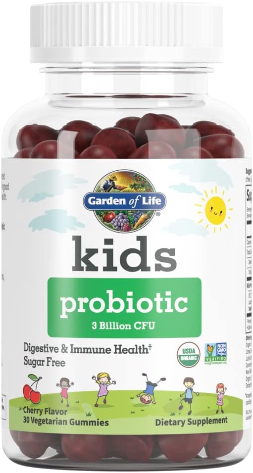 Organic Sugar-Free Kids Probiotic Gummies - Immune & Digestive Support, 3 Billion & 5 Billion CFU Chewables