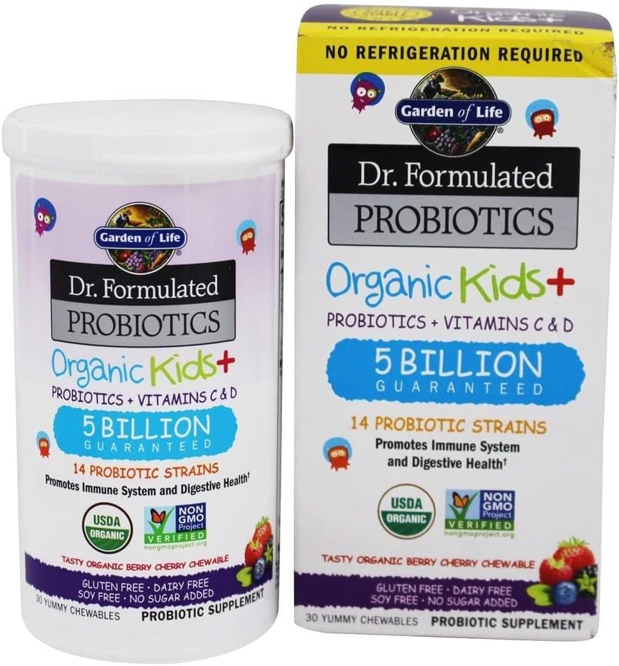 Organic Sugar-Free Kids Probiotic Gummies - Immune & Digestive Support, 3 Billion & 5 Billion CFU Chewables