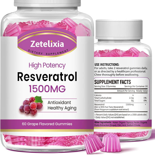 Organic Sugar-Free Resveratrol Gummies - Premium Antioxidant Supplement for Skin, Brain, Healthy Aging - 120 Count - BoostGo Australia