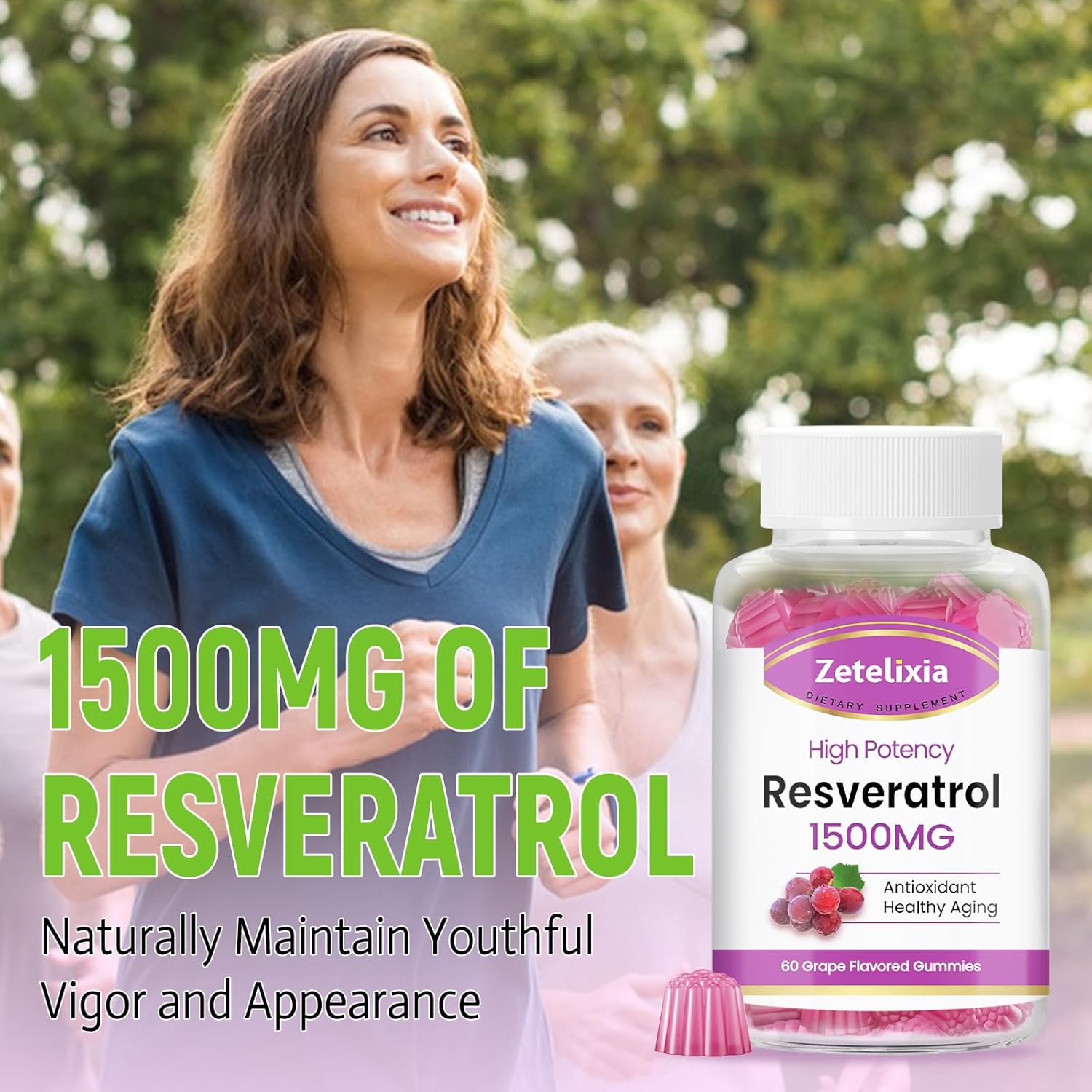 Organic Sugar-Free Resveratrol Gummies - Premium Antioxidant Supplement for Skin, Brain, Healthy Aging - 120 Count - BoostGo Australia