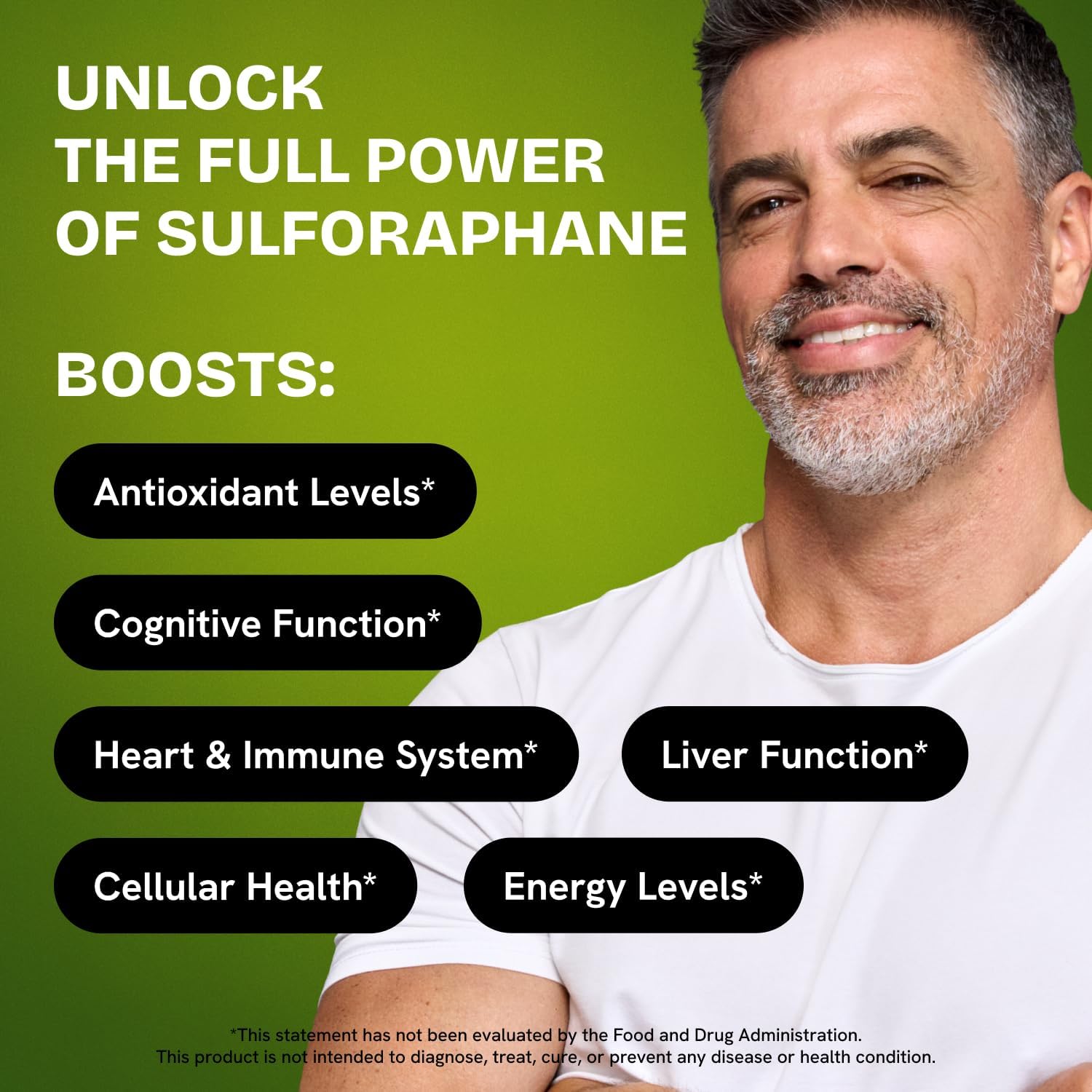 Organic Sulforaphane Supplement with Broccoli Sprouts, Seeds, and Florets - 240 Glucosinolate Pills for Kids and Adults - 2 Pack