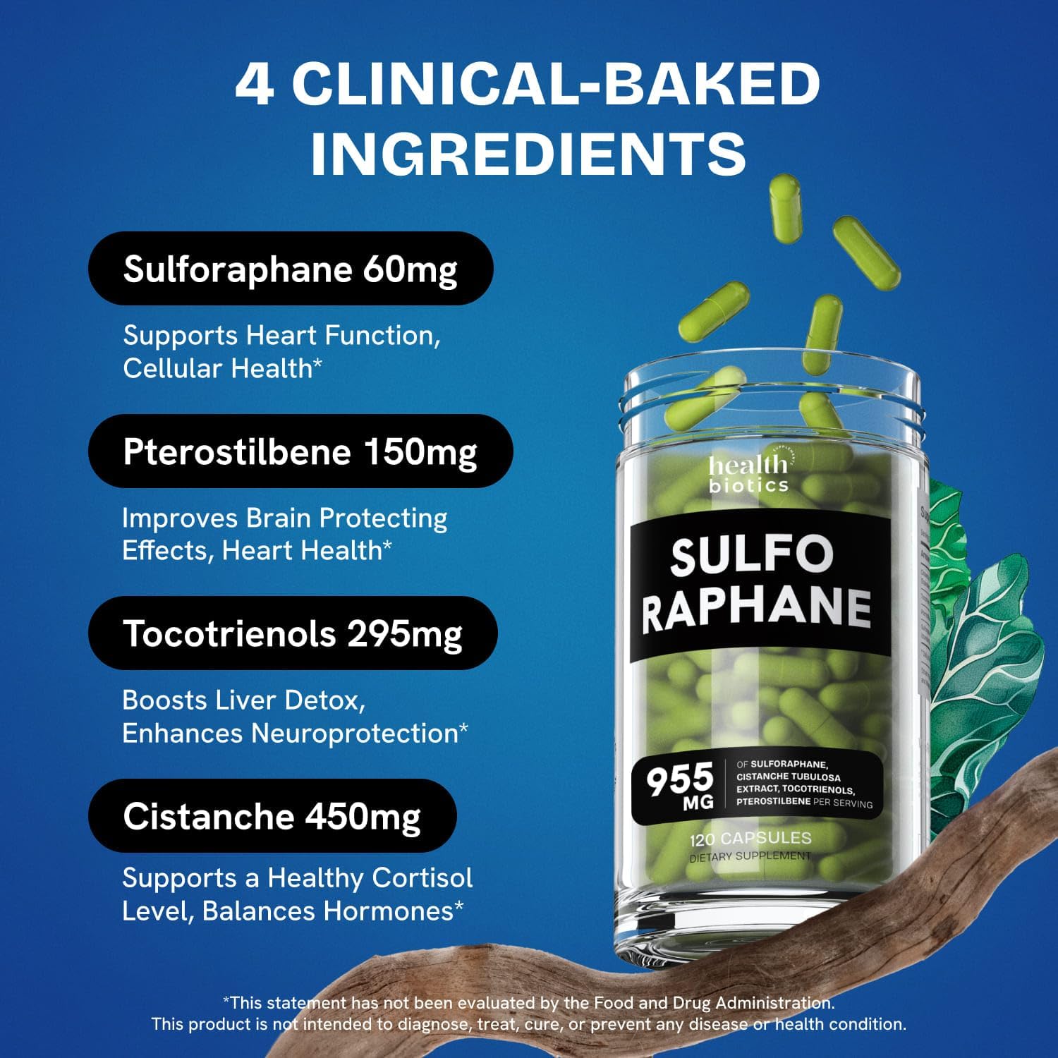 Organic Sulforaphane Supplement with Broccoli Sprouts, Seeds, and Florets - 240 Glucosinolate Pills for Kids and Adults - 2 Pack