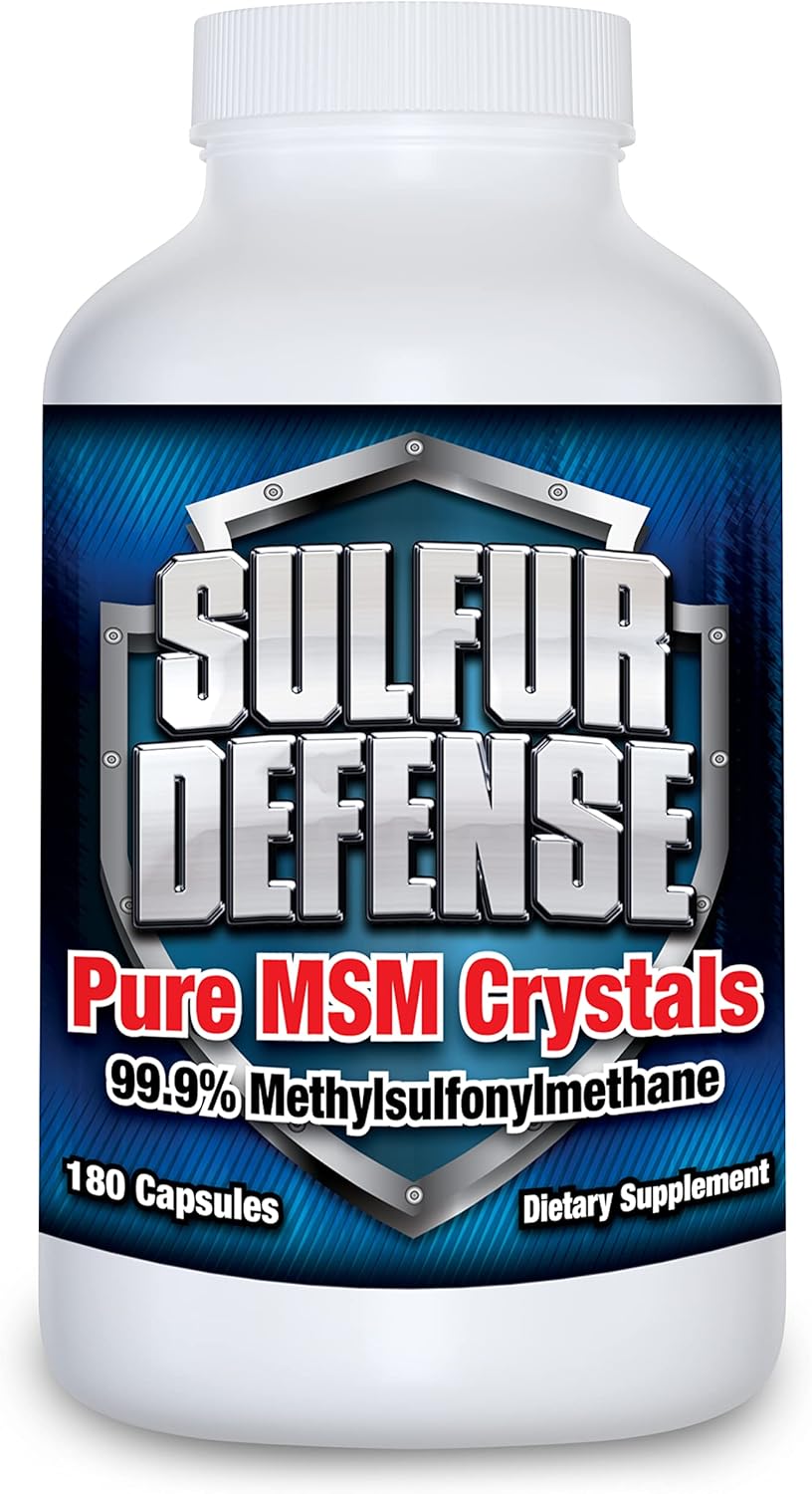 Organic Sulfur Defense Opti-MSM 99.9% Pure Capsules for Immune Support & Joint Health, 180 caps, Made in USA