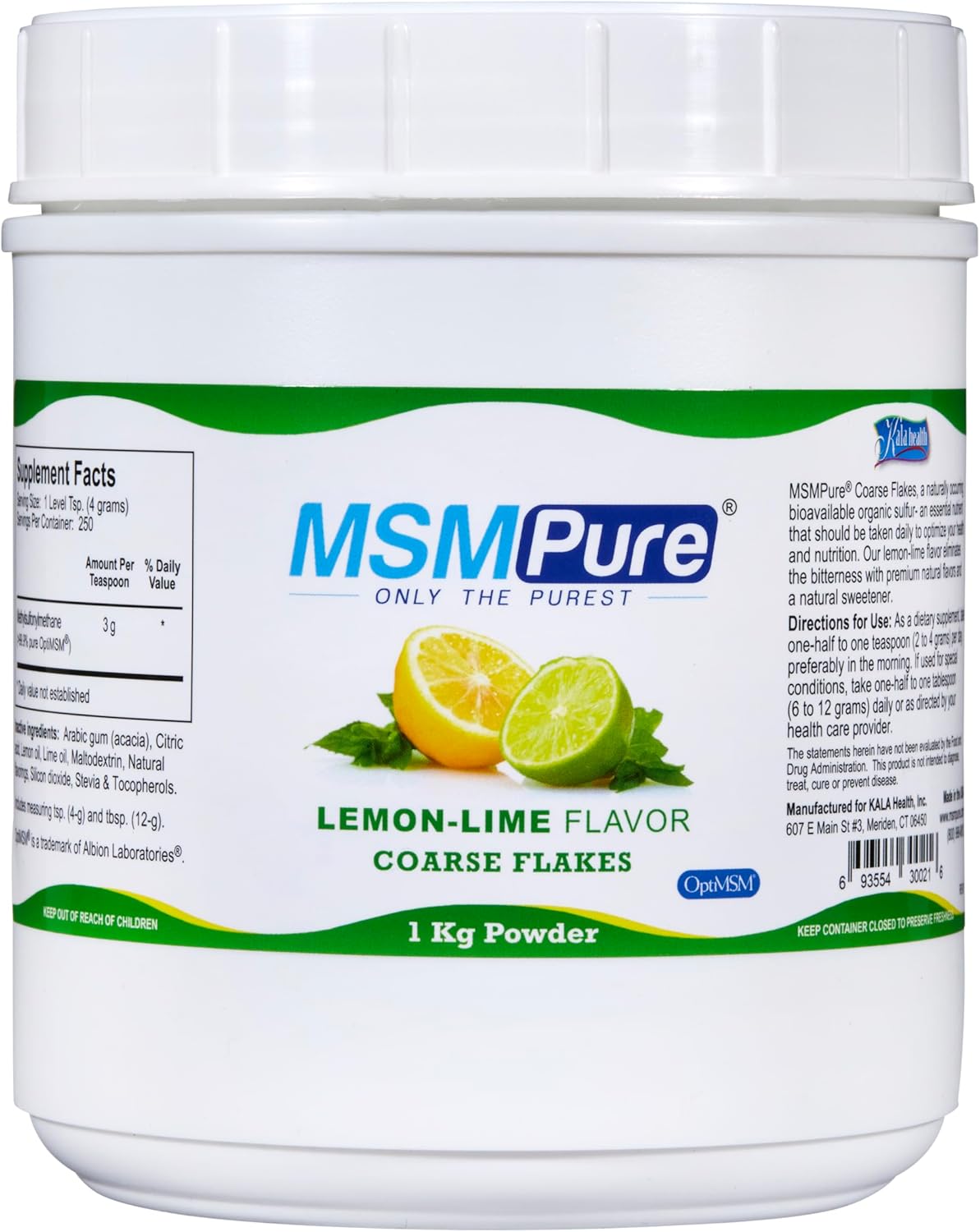 Organic Sulfur MSM Powder Flakes with Lemon Lime Flavor - Joint, Skin, Hair & Nail Support - 2.2 lb Crystals - Made in USA