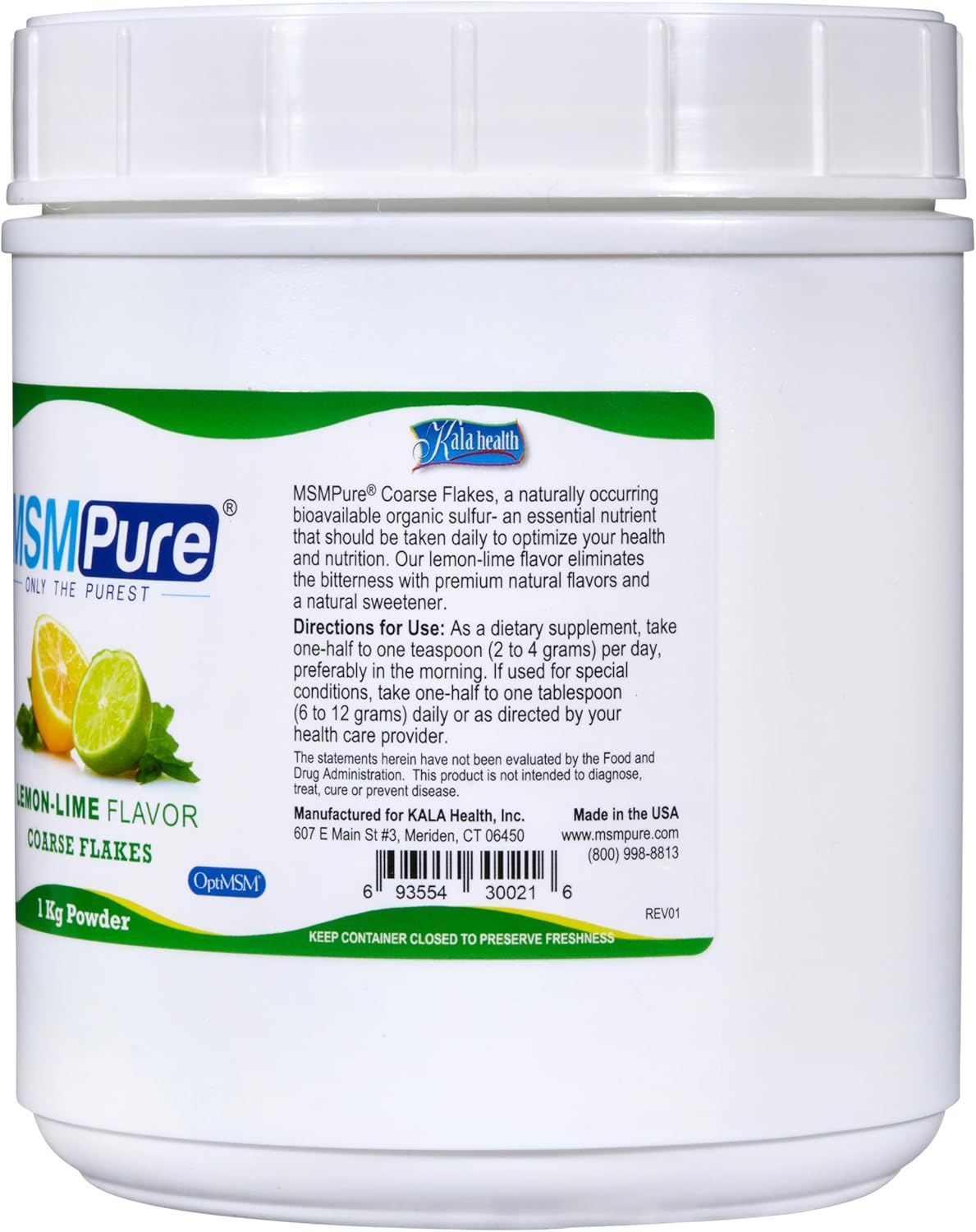 Organic Sulfur MSM Powder Flakes with Lemon Lime Flavor - Joint, Skin, Hair & Nail Support - 2.2 lb Crystals - Made in USA