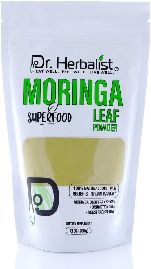 Organic Sun Dried Moringa Leaf Powder (7.05oz/200g) - Raw Herbal Superfood with Antioxidants for Natural Energy Boost and Wellness