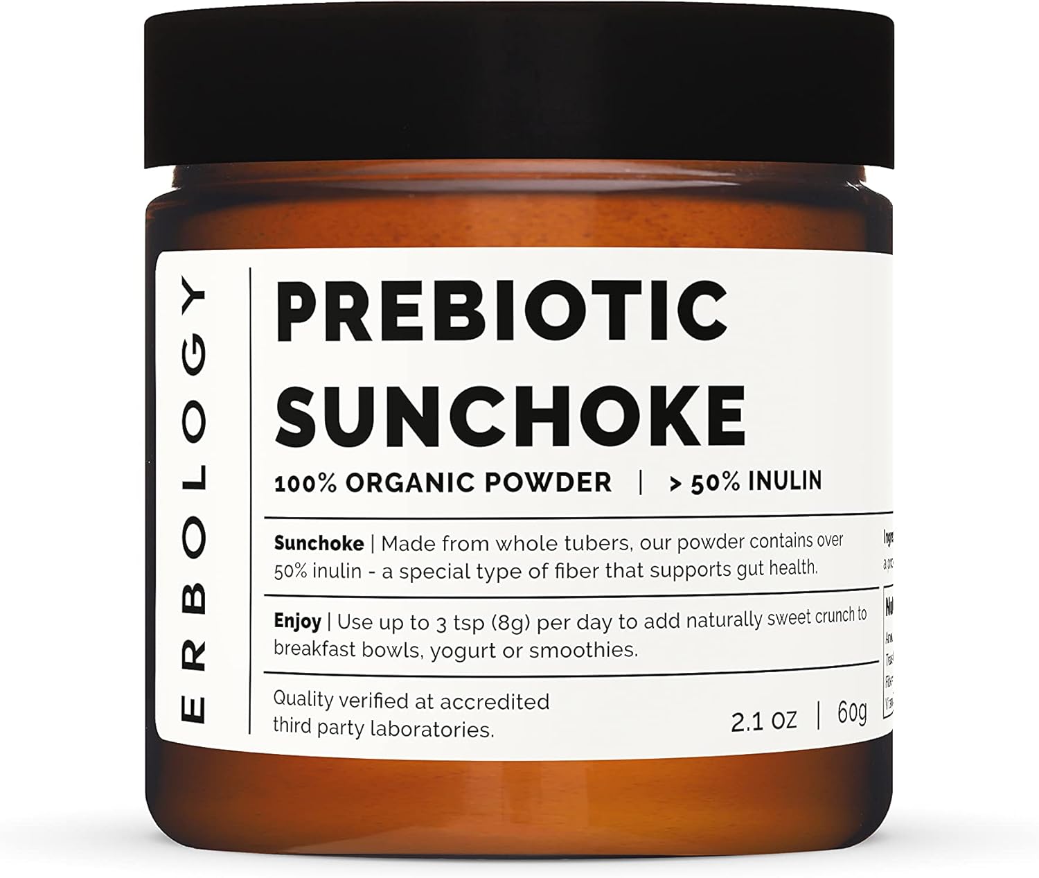 Organic Sunchoke Powder - 2.1 oz - 30 Servings - High Prebiotic Inulin Fiber - Gut Health Support - Diverse Microbiome - Vegan, Gluten-Free, GMO-Free