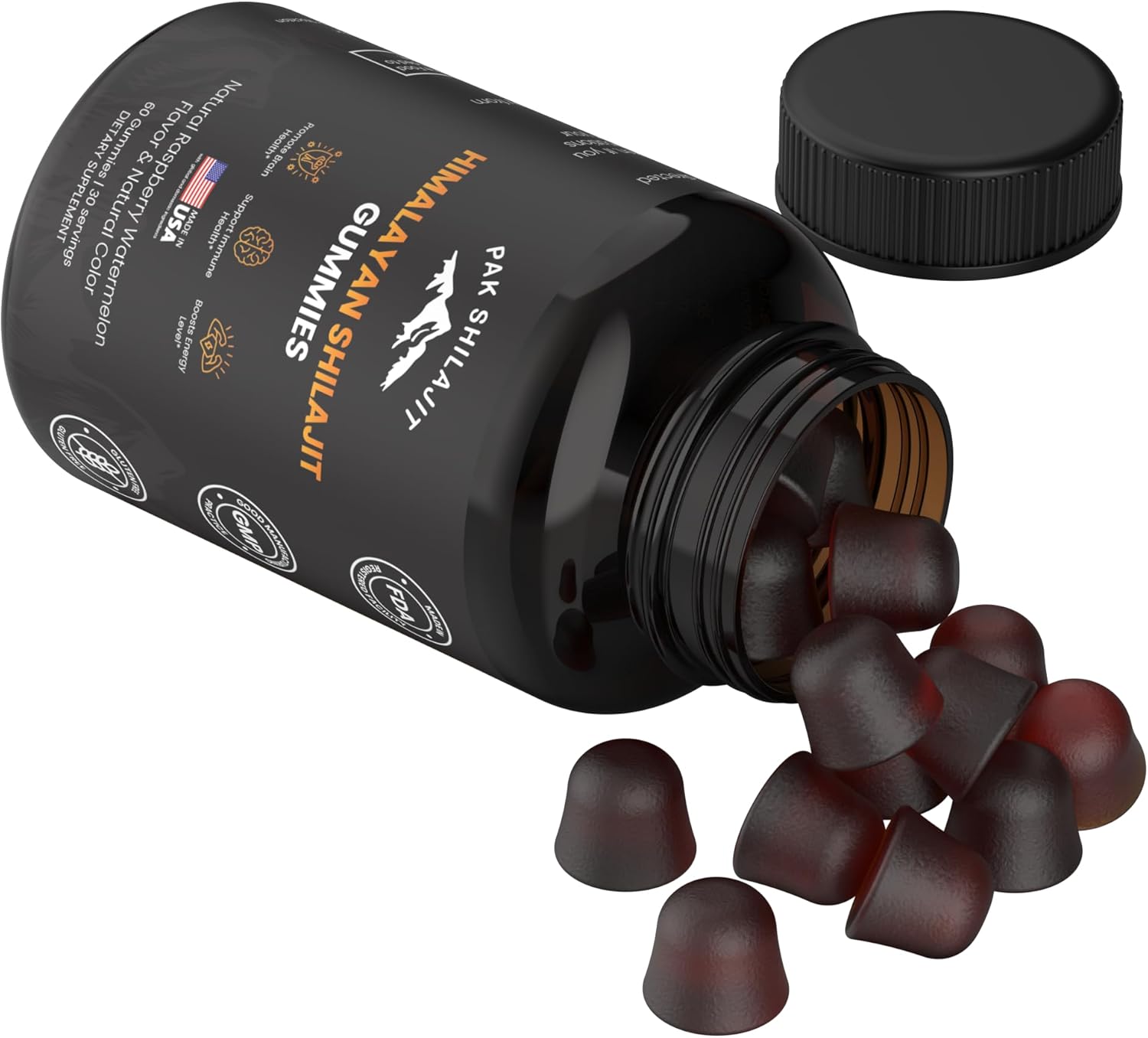 Organic Sundried Himalayan Shilajit Gummies with 85+ Trace Minerals for Energy and Immunity - Sugar-Free 60 Count