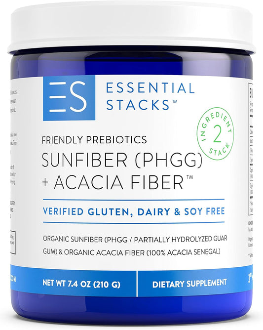 Organic Sunfiber Prebiotic Fiber Powder Blend - Non-GMO, Gluten Free & Unflavored Soluble Fiber Supplement - 7.4 oz