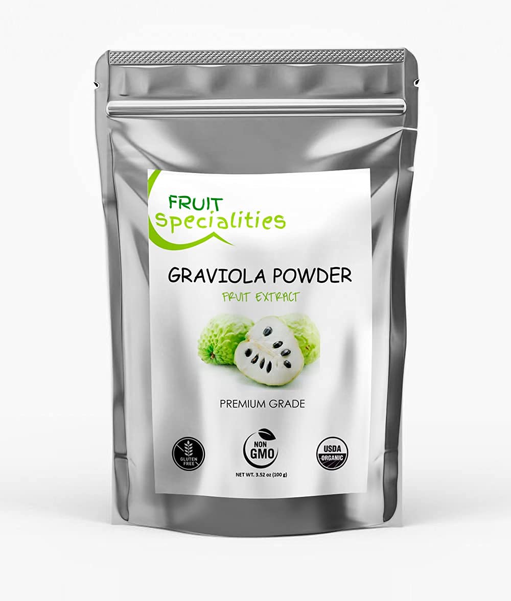 Organic Sunrise Graviola (Soursop) Powder - Pure Annona Muricata Guanabana Fruit Powder (3.52 oz)