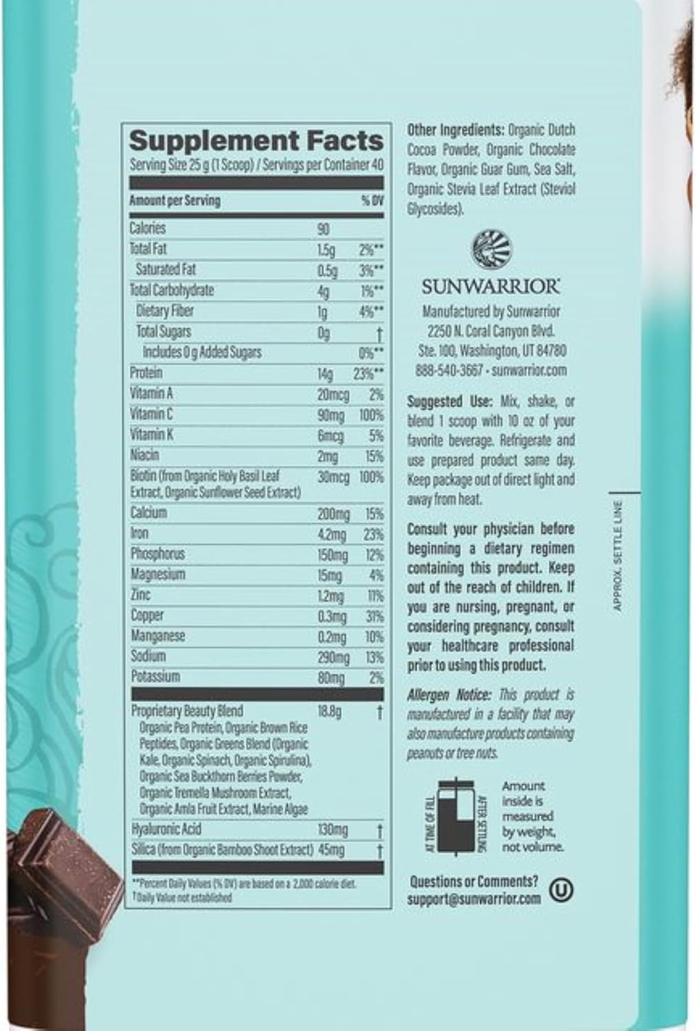Organic Sunwarrior Vegan Collagen & Creatine Powder Bundle - Chocolate & Unflavored - 40 Servings & 60 Servings