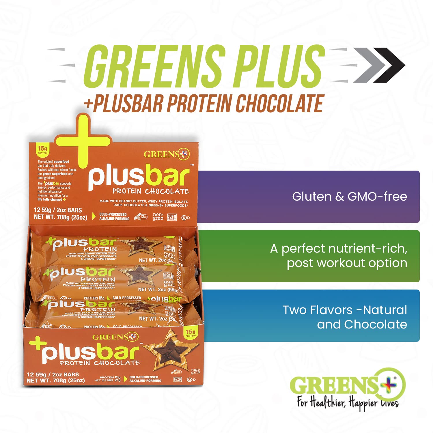 Organic Super Greens Dark Chocolate Protein Bars with Whey Isolate - Gluten Free & Vegan Meal Replacement Snacks (12 Bars)
