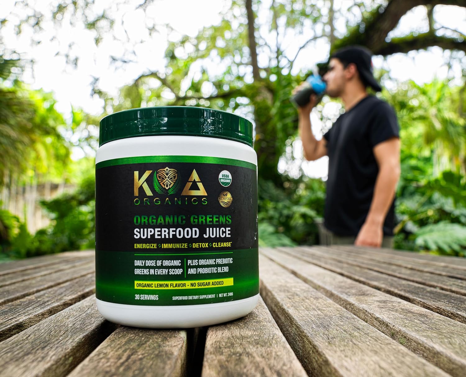 Organic Super Greens Juice Powder with Spirulina, Chlorella, Matcha, Wheat Grass, Enzymes & Probiotics - Lemon Flavor - USDA Certified - 30 Servings