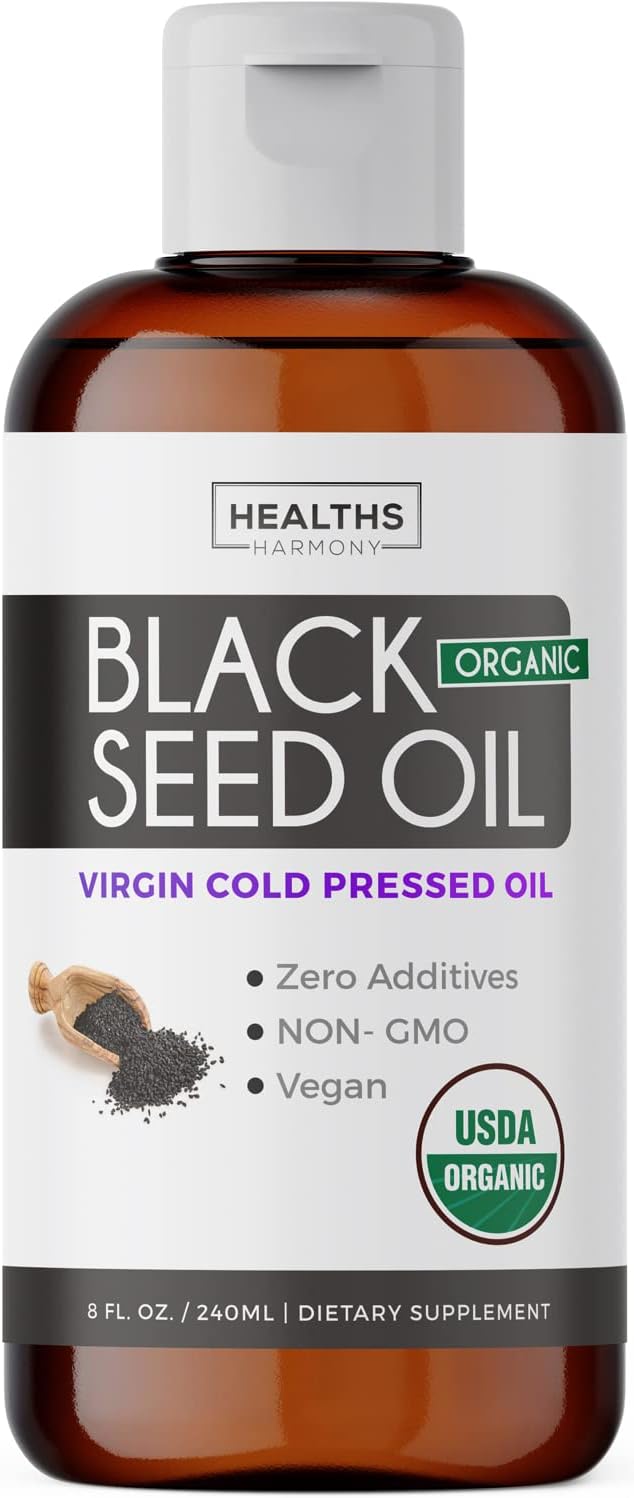 Organic Super Greens Powder & Black Seed Oil Bundle - 3-Month Supply of Herbal Oil Blend - Complete Superfood Capsules & Cold Pressed Liquid