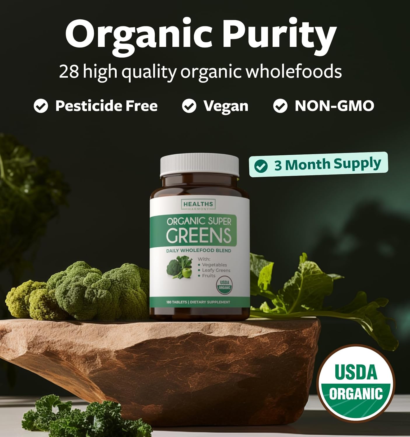 Organic Super Greens Powder & Black Seed Oil Bundle - 3-Month Supply of Herbal Oil Blend - Complete Superfood Capsules & Cold Pressed Liquid